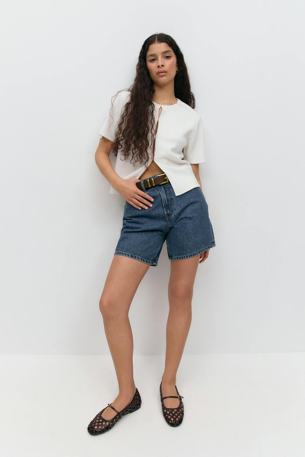 High waist denim shorts