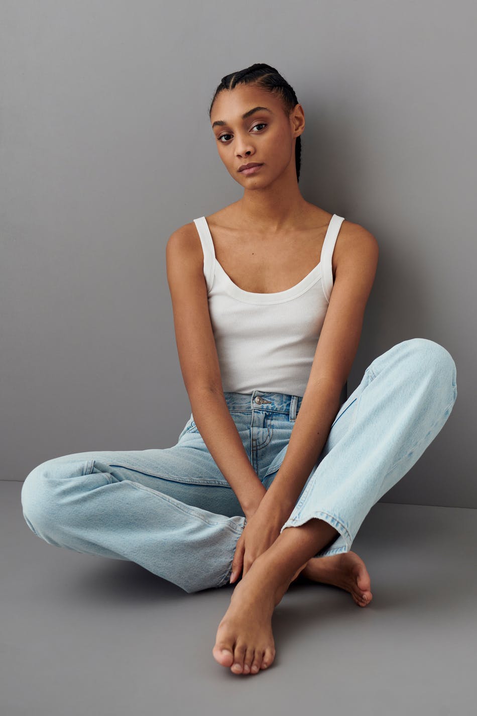 low straight jeans