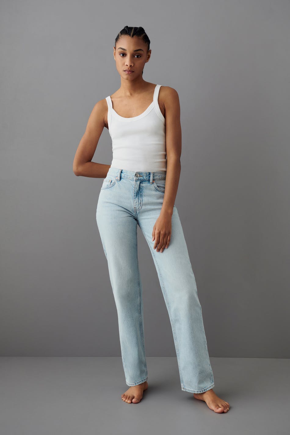 low straight jeans