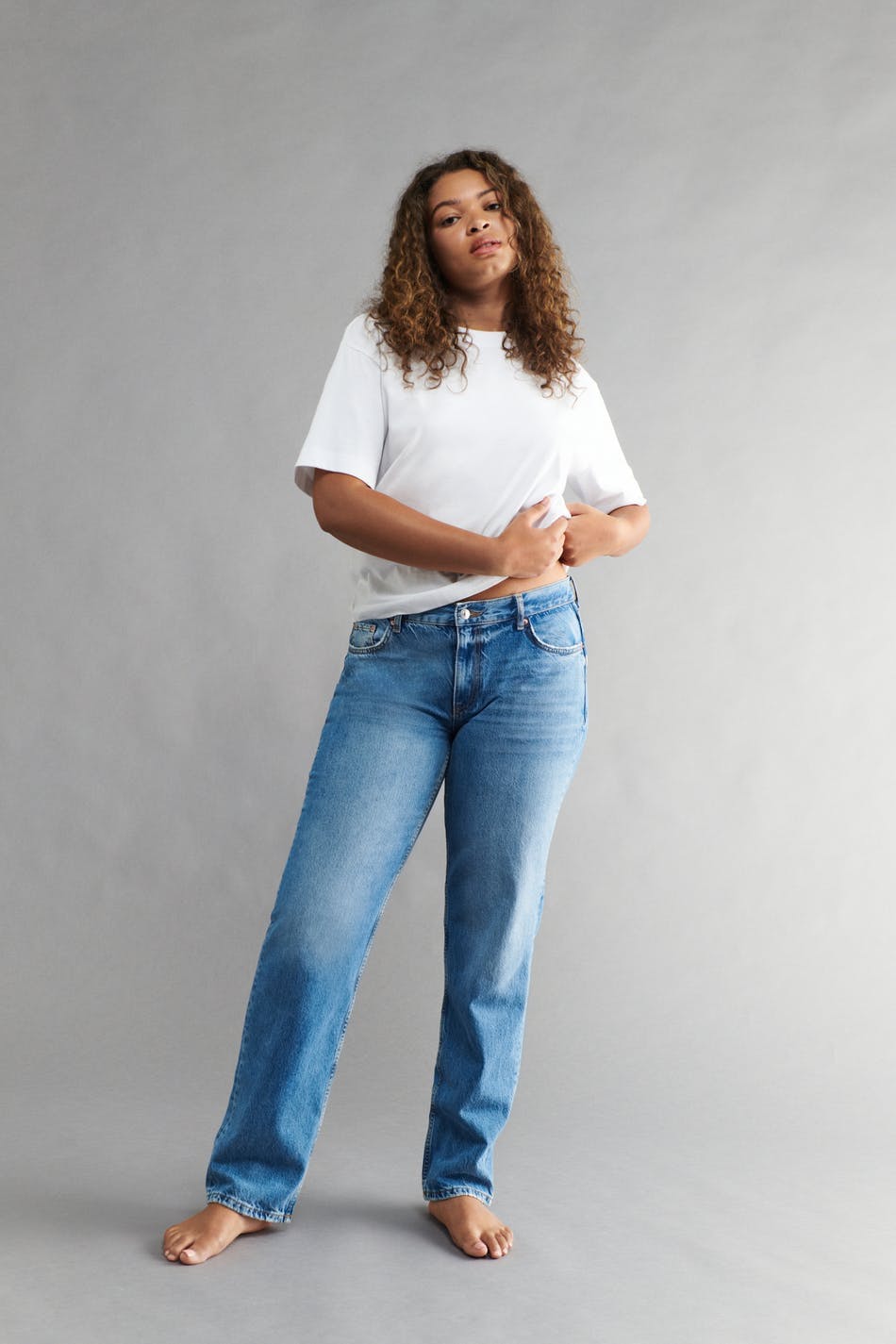 low straight jeans