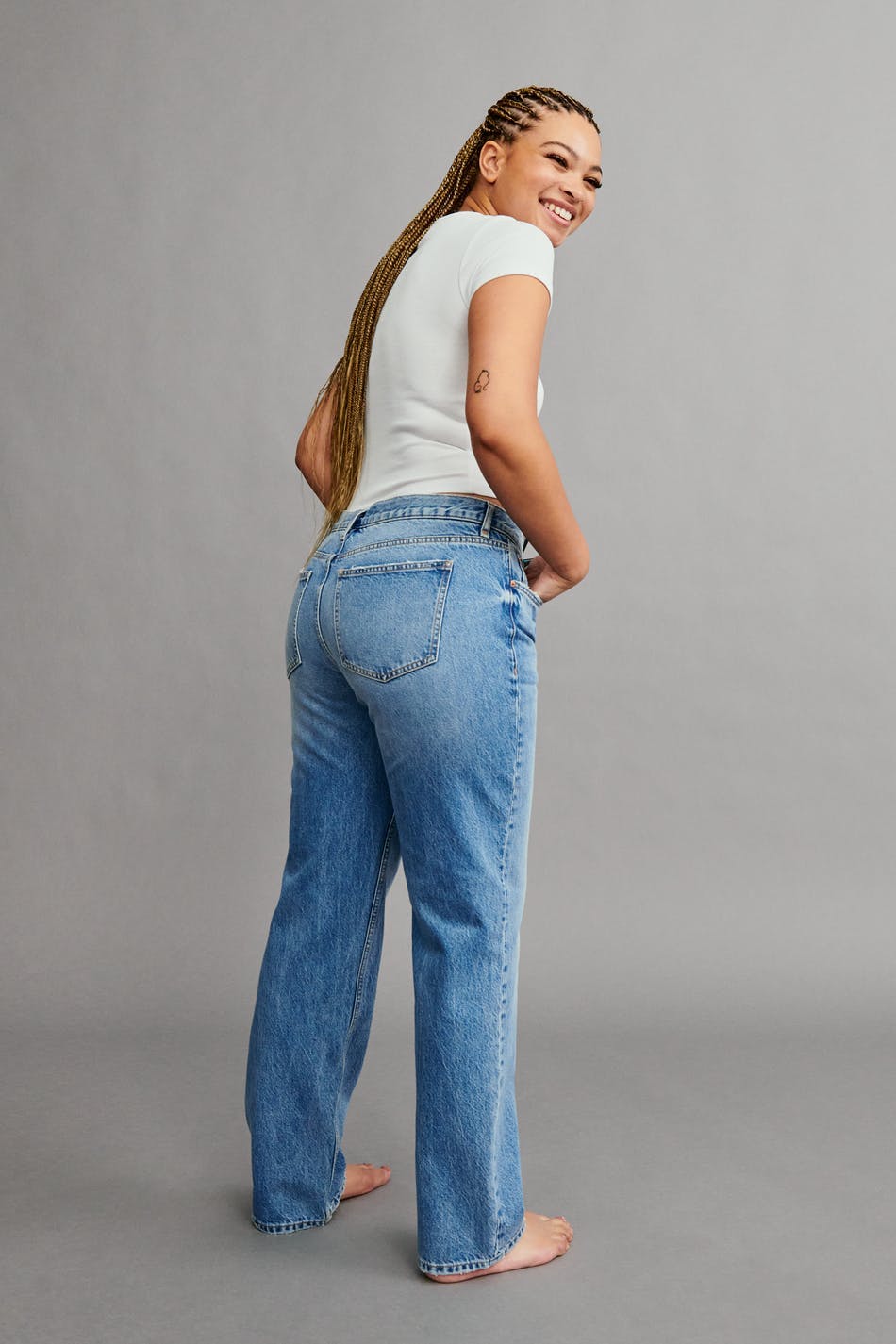 low straight jeans