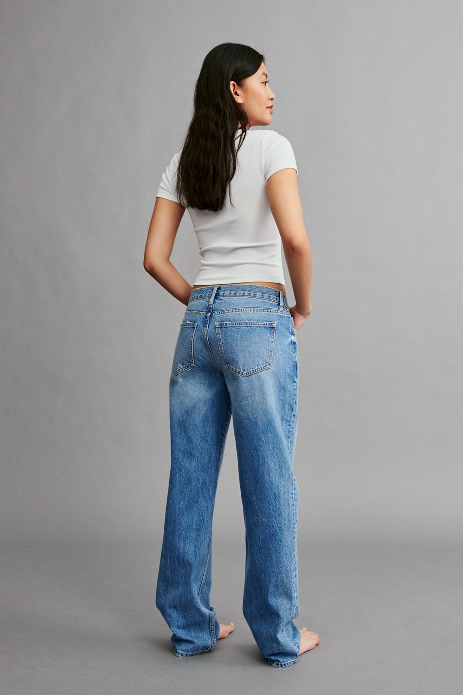 low straight jeans