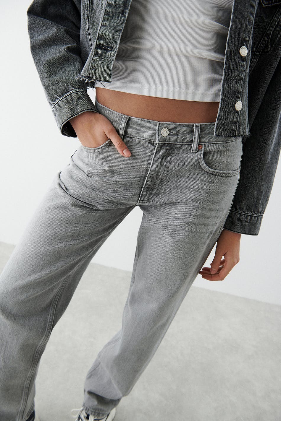 low straight jeans