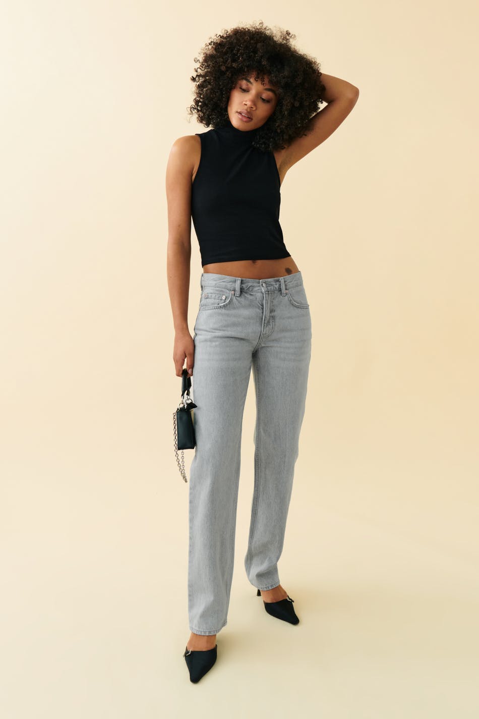 low straight jeans