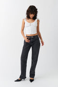 low straight jeans