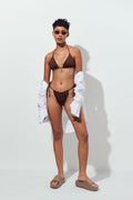 Shiny ruched tie bikini brief