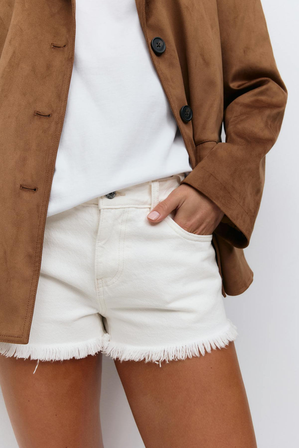 Low denim shorts