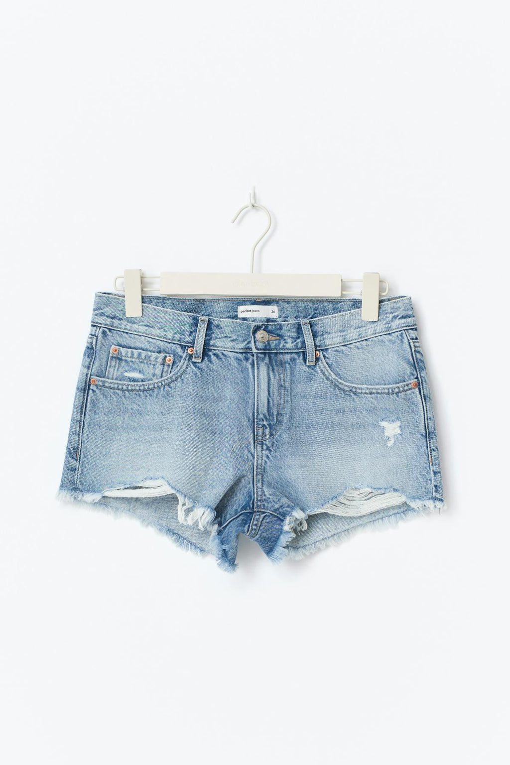Low denim shorts