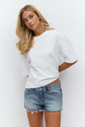 Low denim shorts