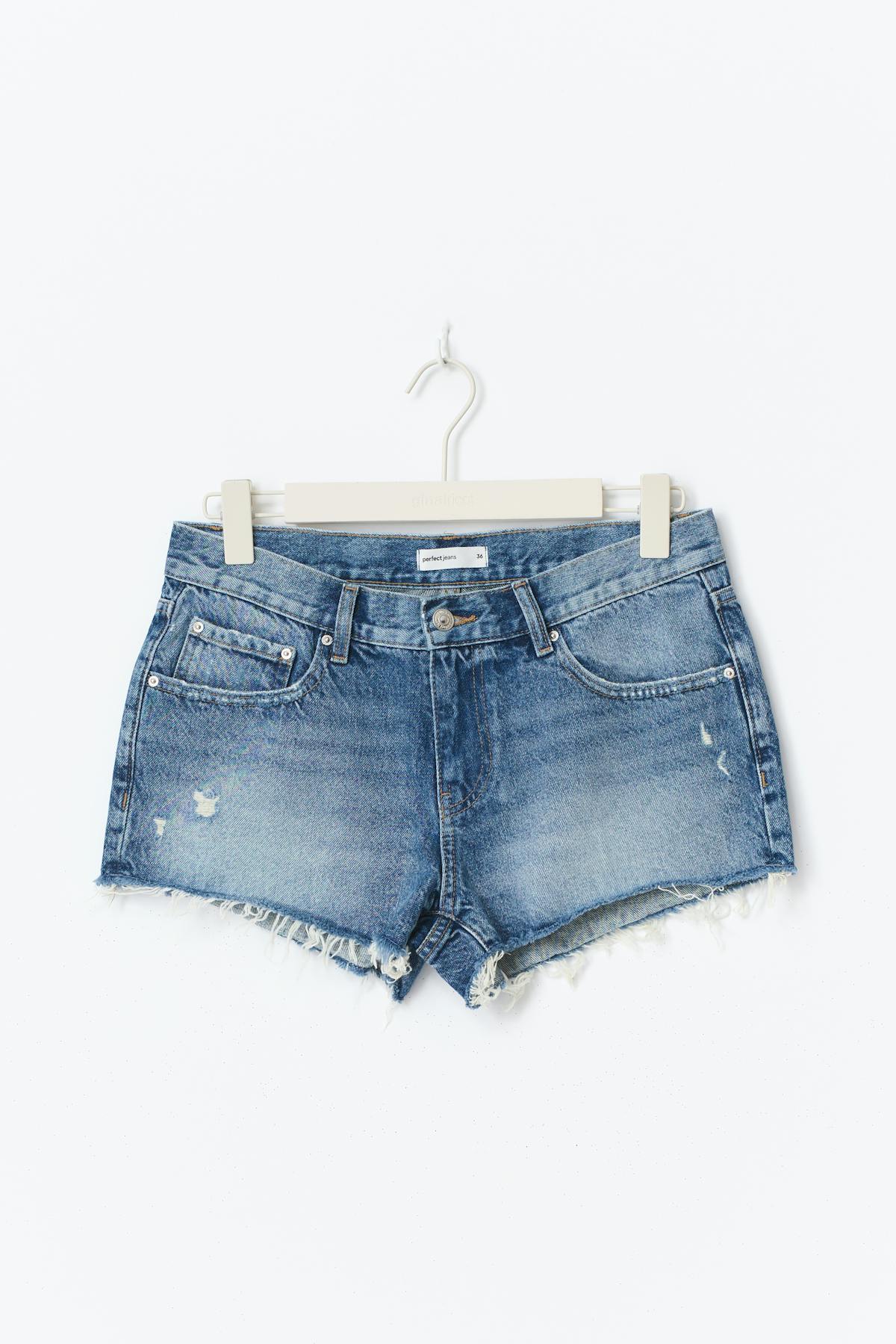 Low denim shorts