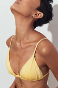 Shiny tie triangle bikini top