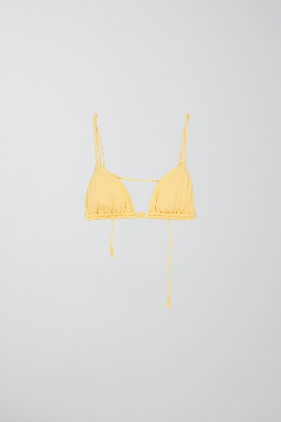 Shiny tie triangle bikini top