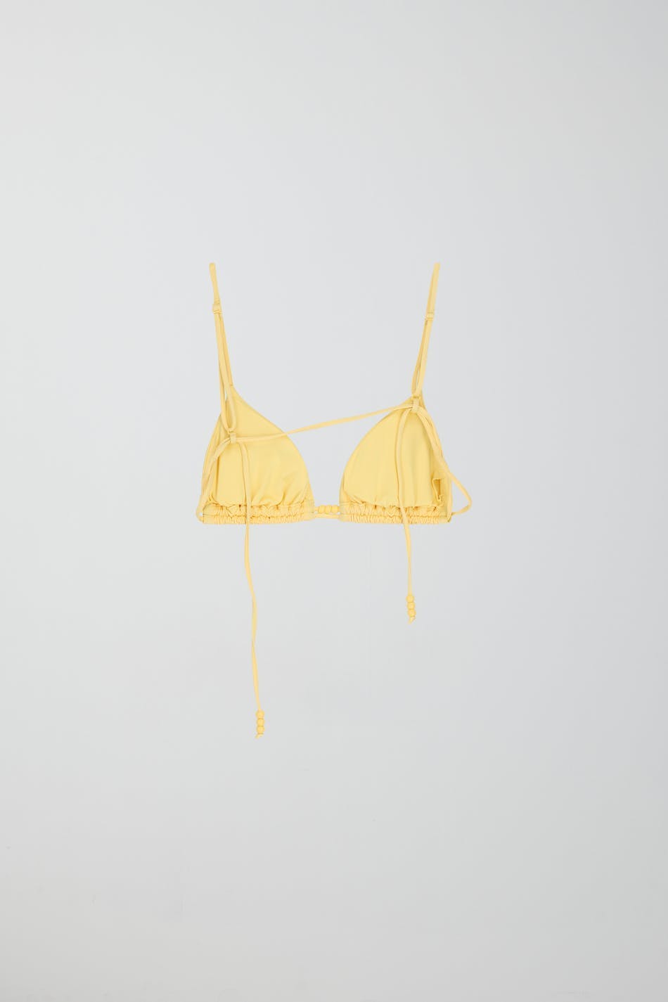 Shiny tie triangle bikini top