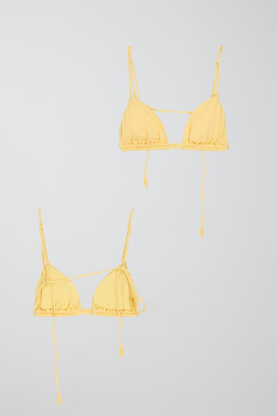 Shiny tie triangle bikini top