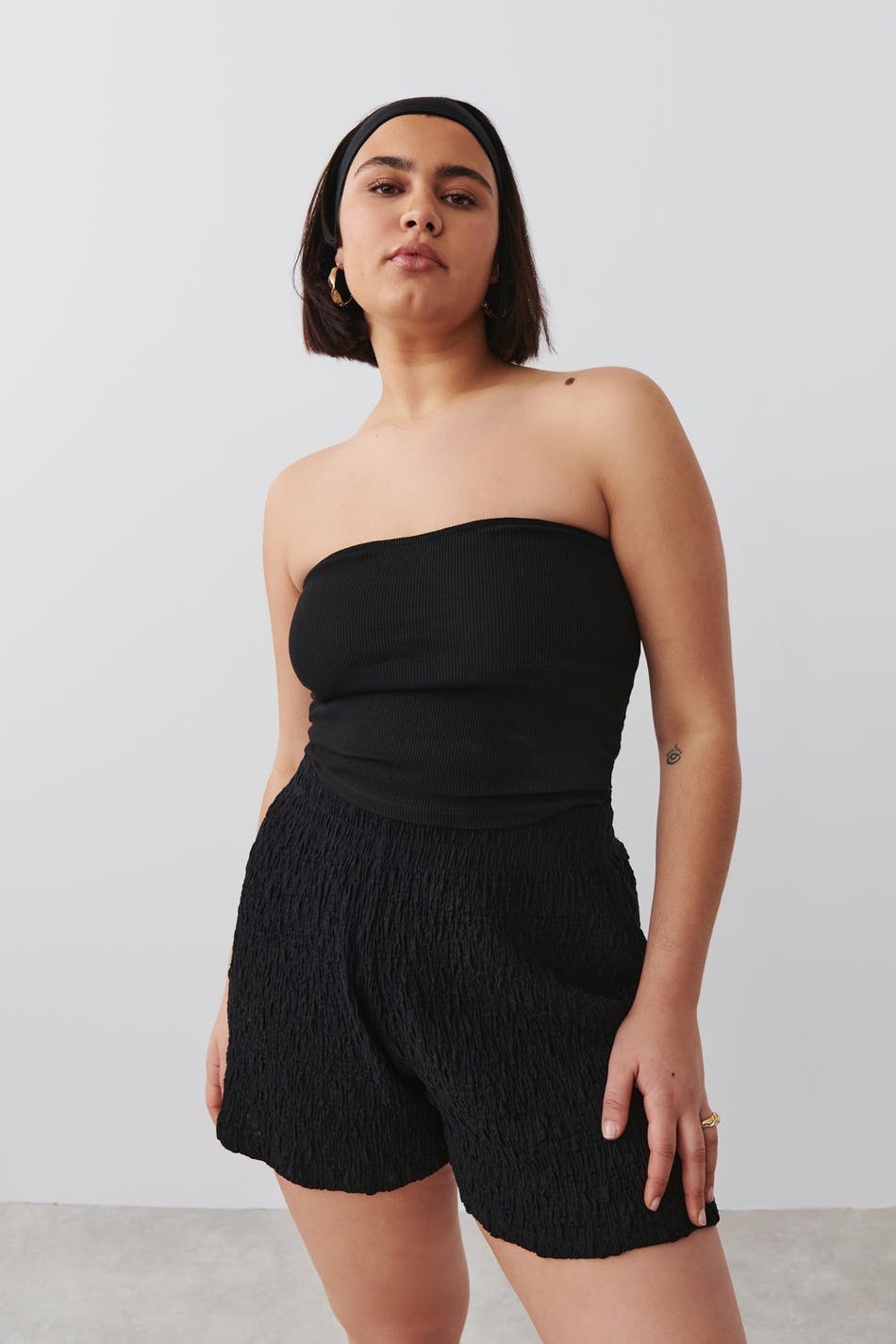 Structured jersey shorts