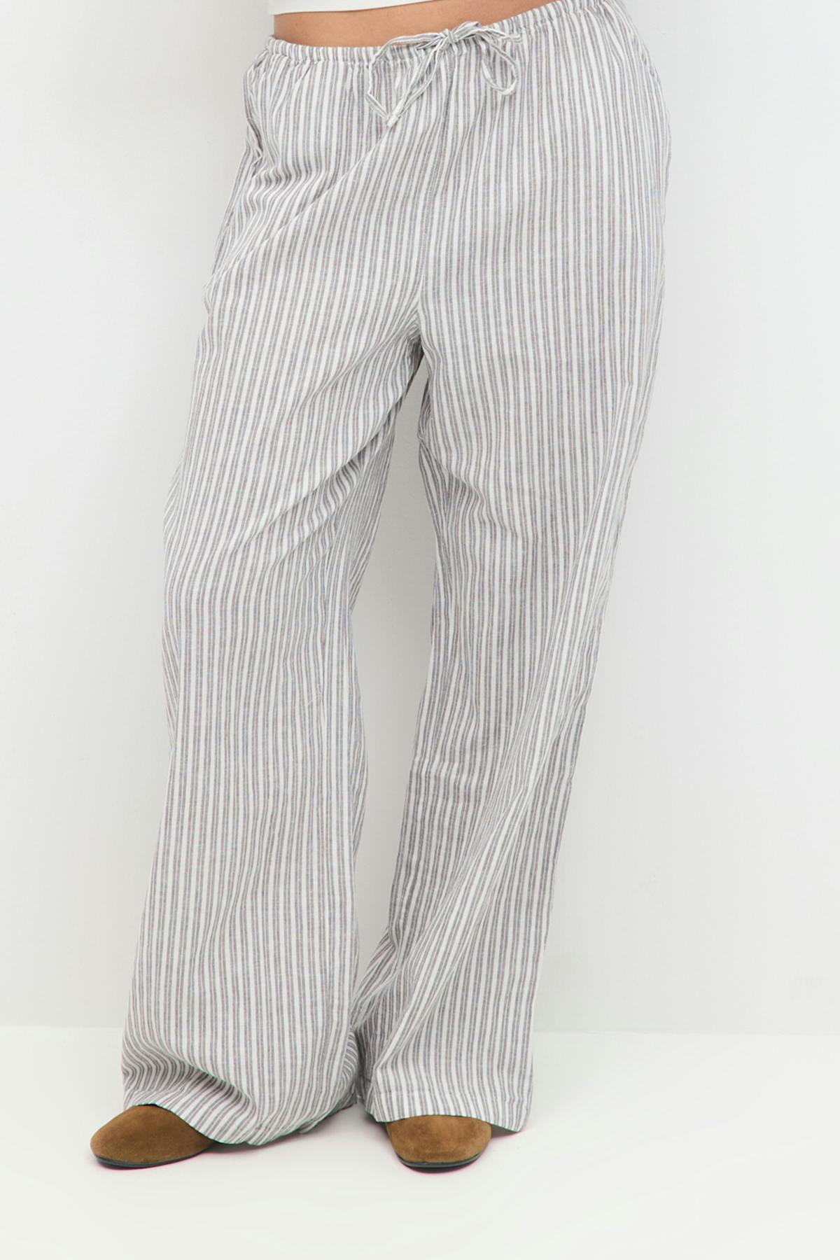 petite linen blend trousers