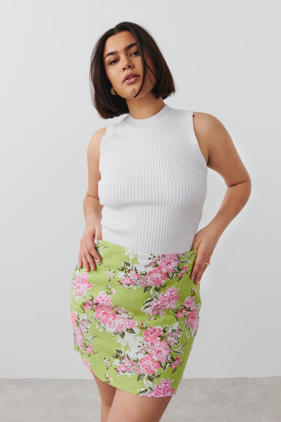 Linen blend skirt
