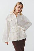 Belted shirt jacket