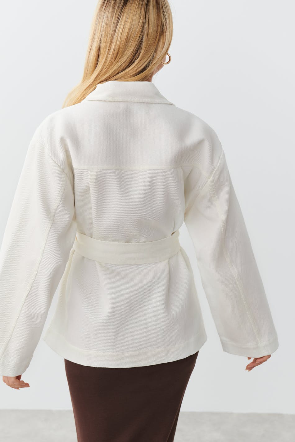 Belted shirt jacket