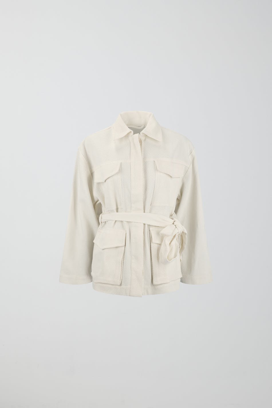 Belted shirt jacket