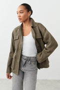 Belted shirt jacket