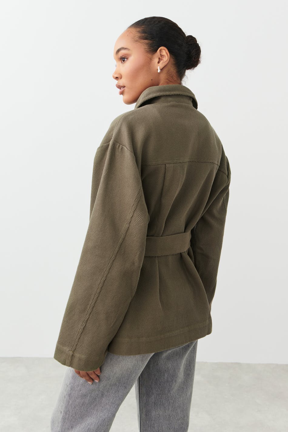 Belted shirt jacket