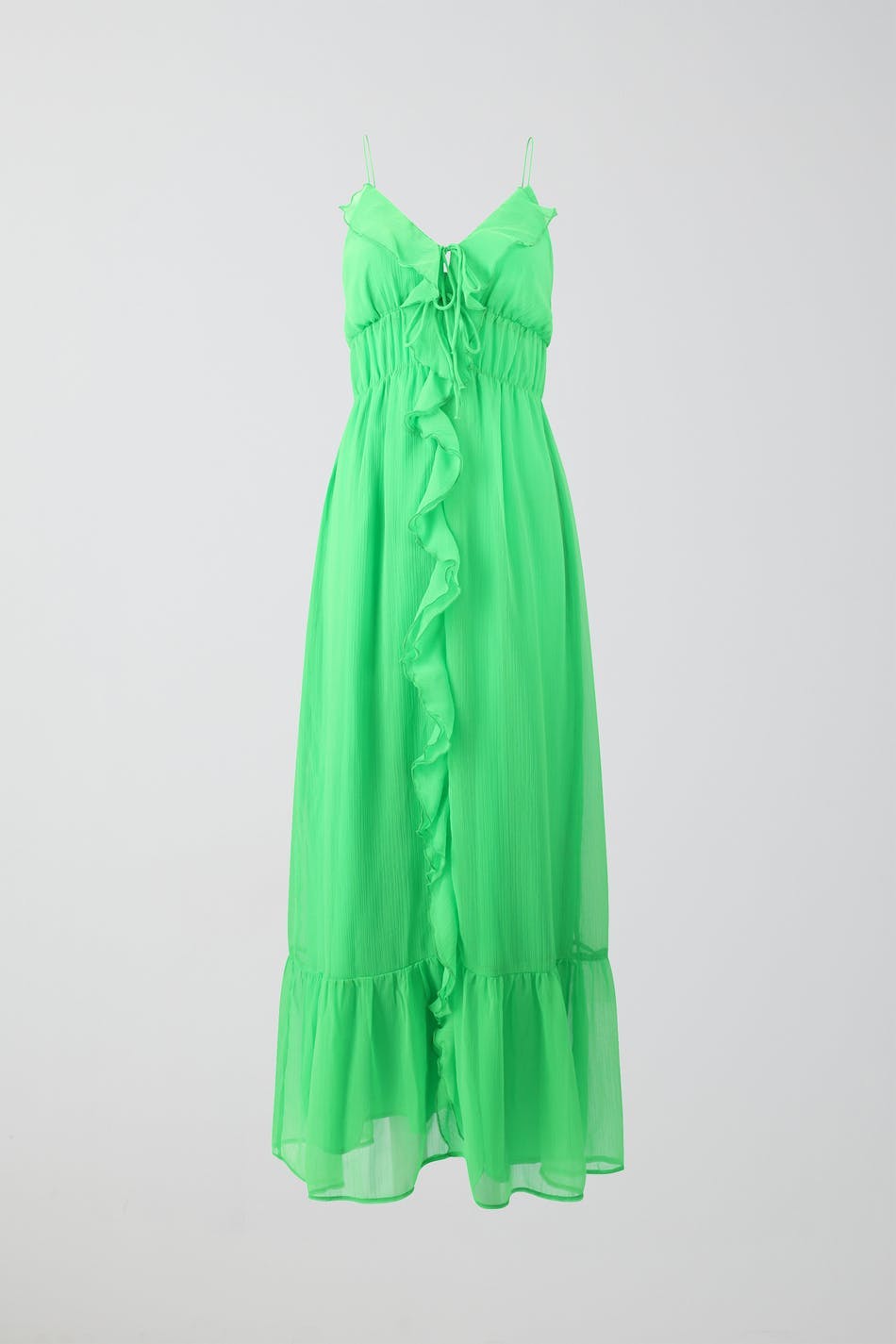 Frill chiffon maxi dress