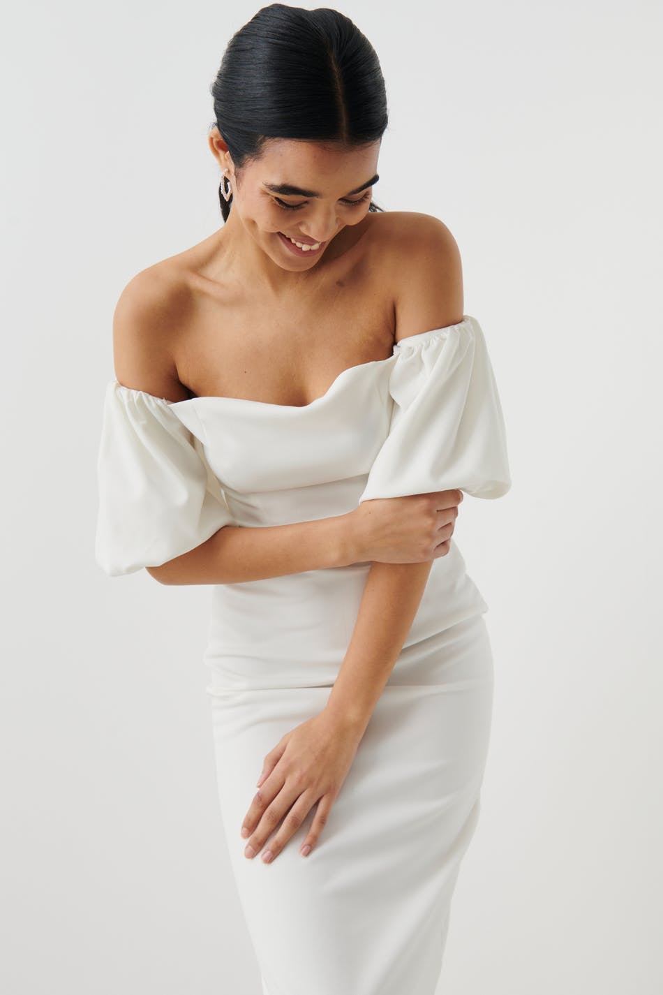 Puff sleeve midi dress