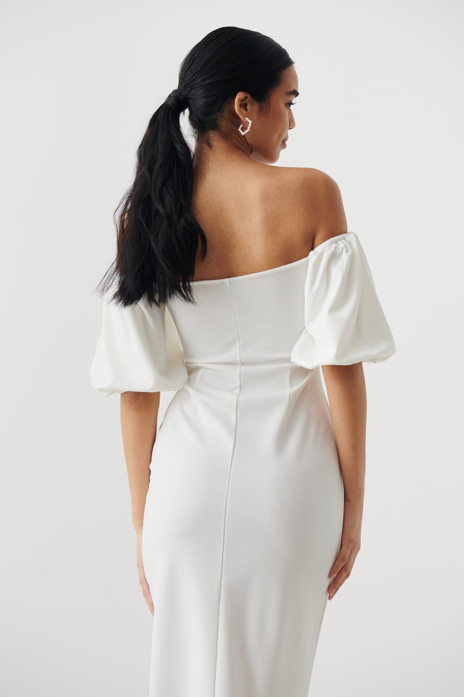 Puff sleeve midi dress