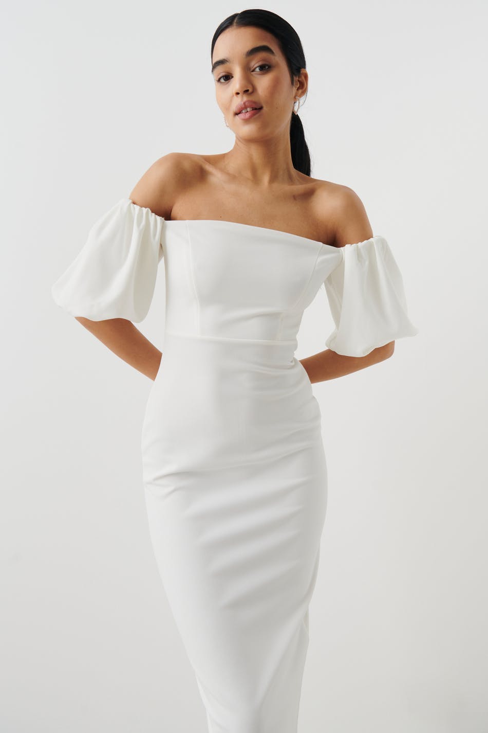 Puff sleeve midi dress