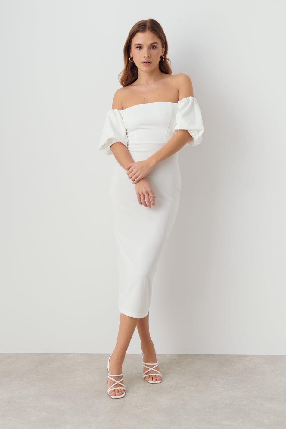 Puff sleeve midi dress