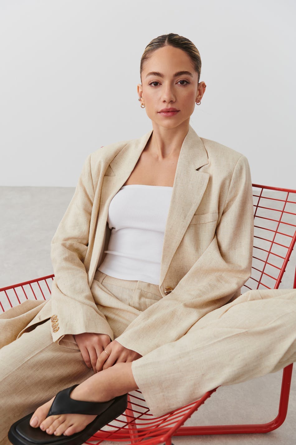 Linen blend blazer