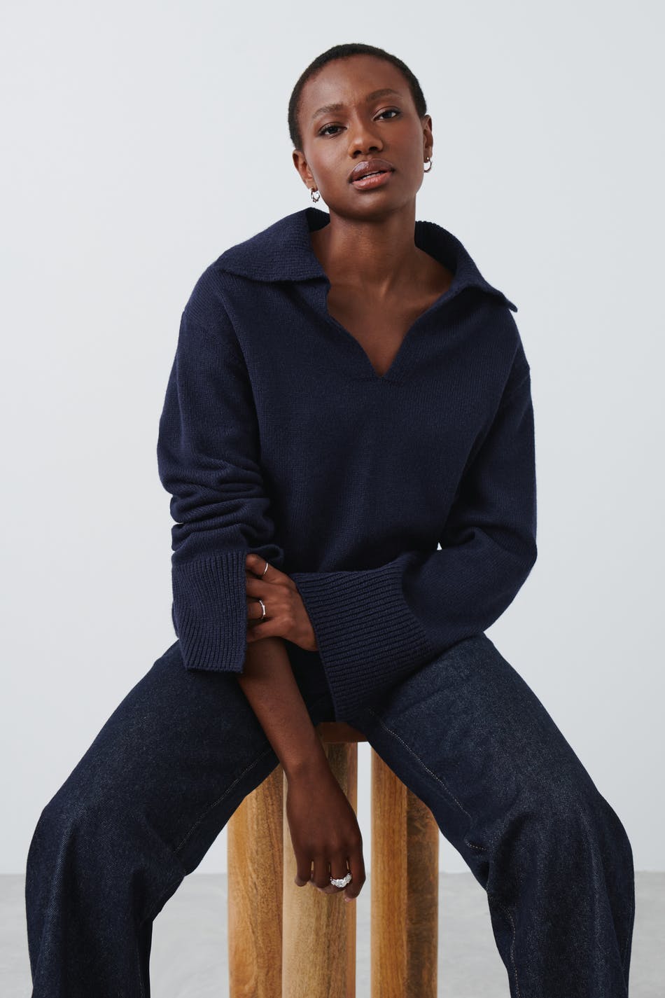 V-neck knitted sweater