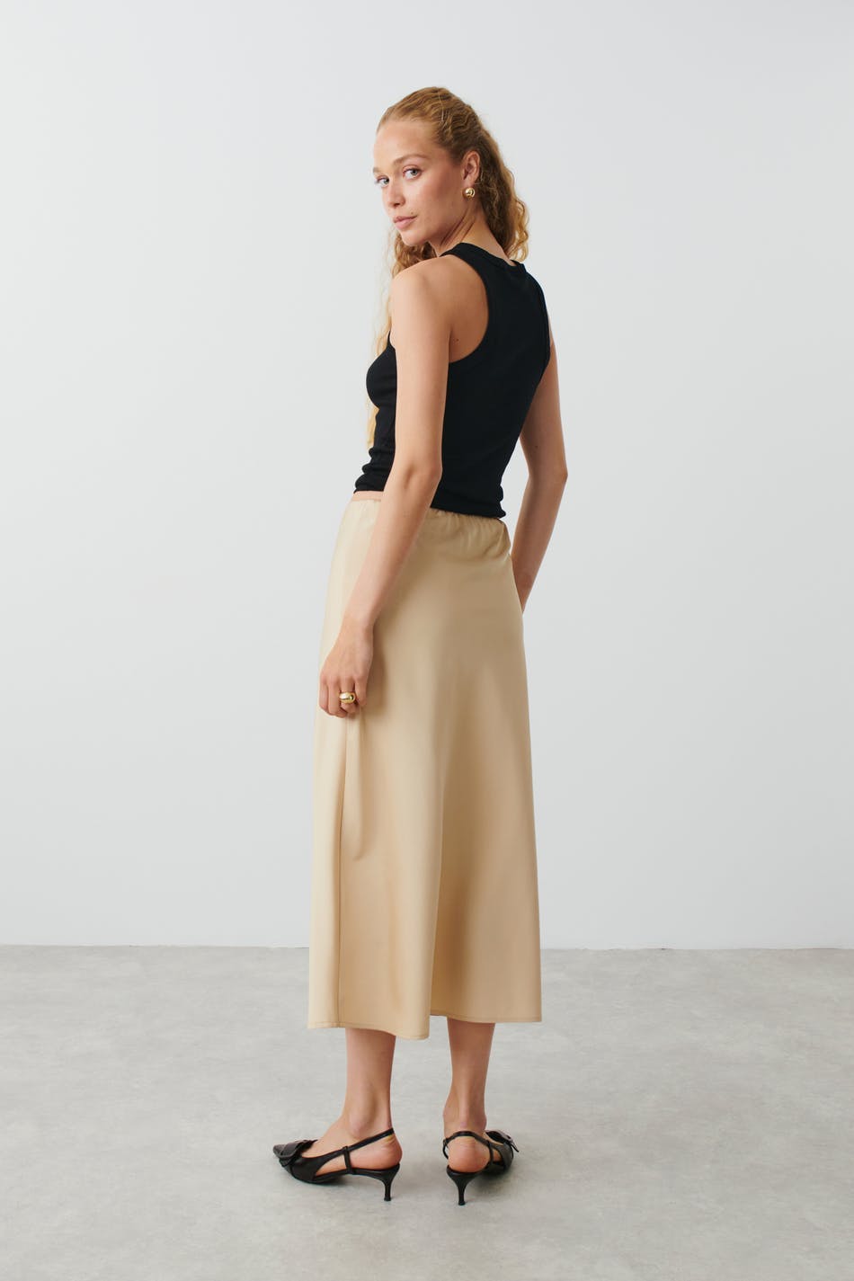 Satin midi skirt