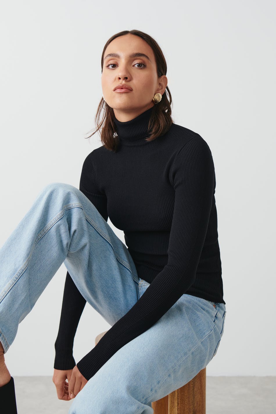 Knitted turtleneck top