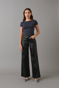 Coated wide jeans