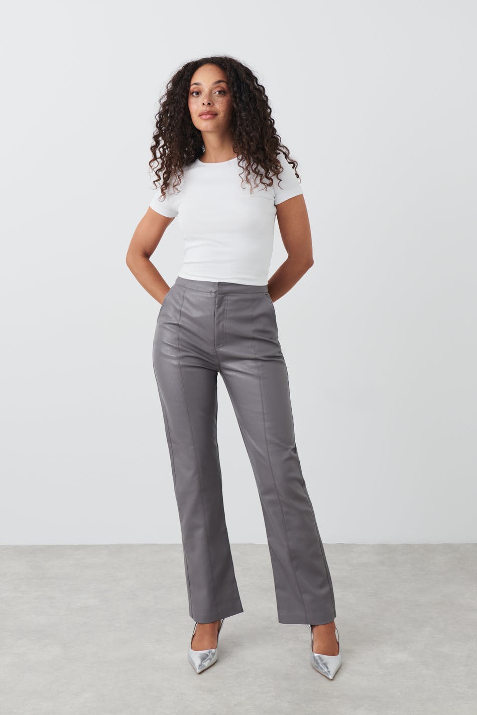 Straight leg pu trousers