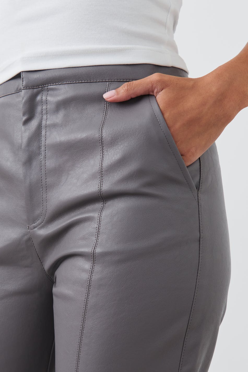Straight leg pu trousers