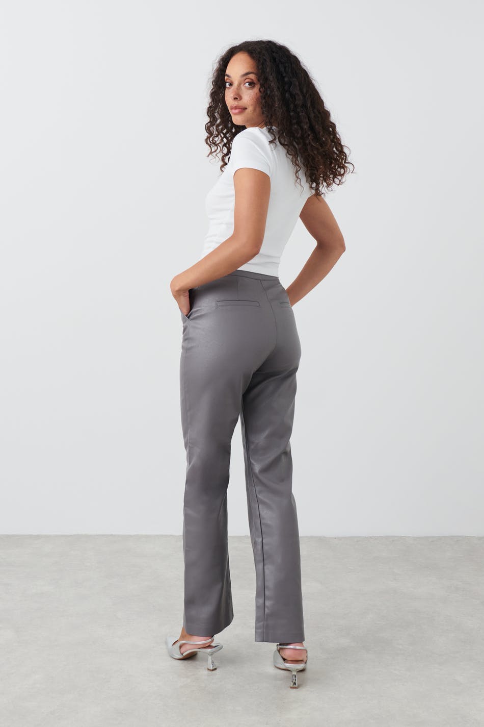 Straight leg pu trousers