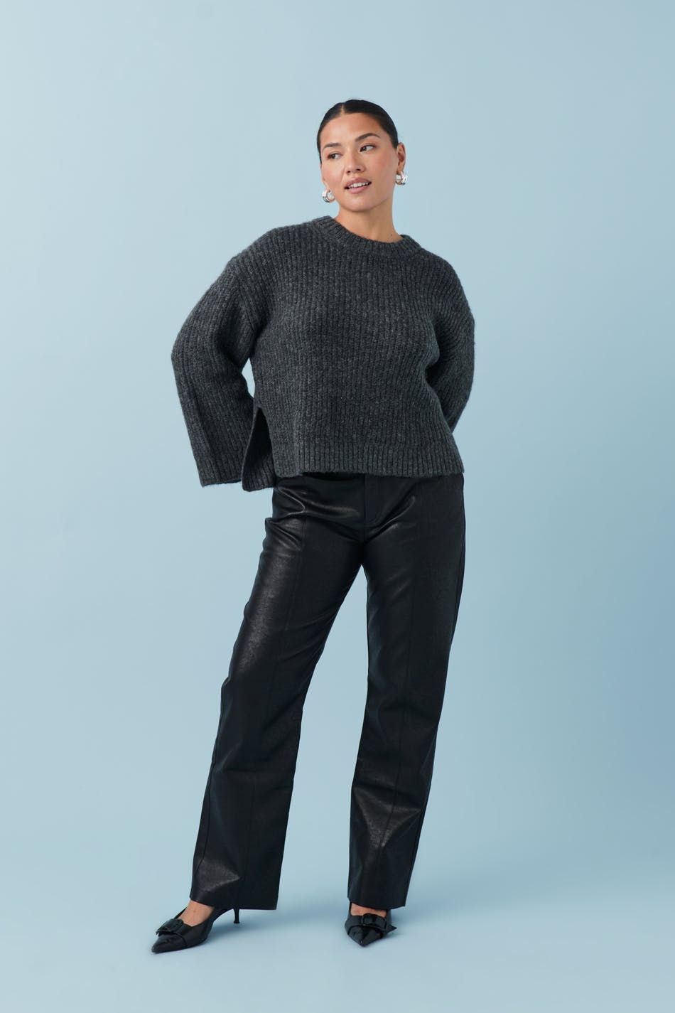 Straight leg pu trousers