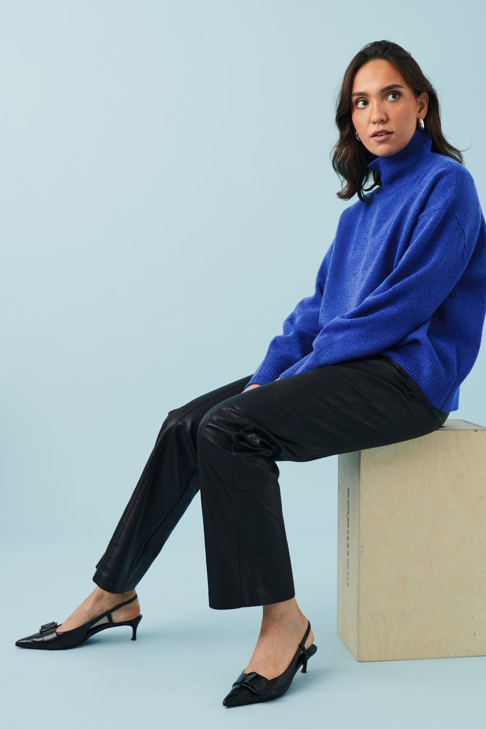 Straight leg pu trousers