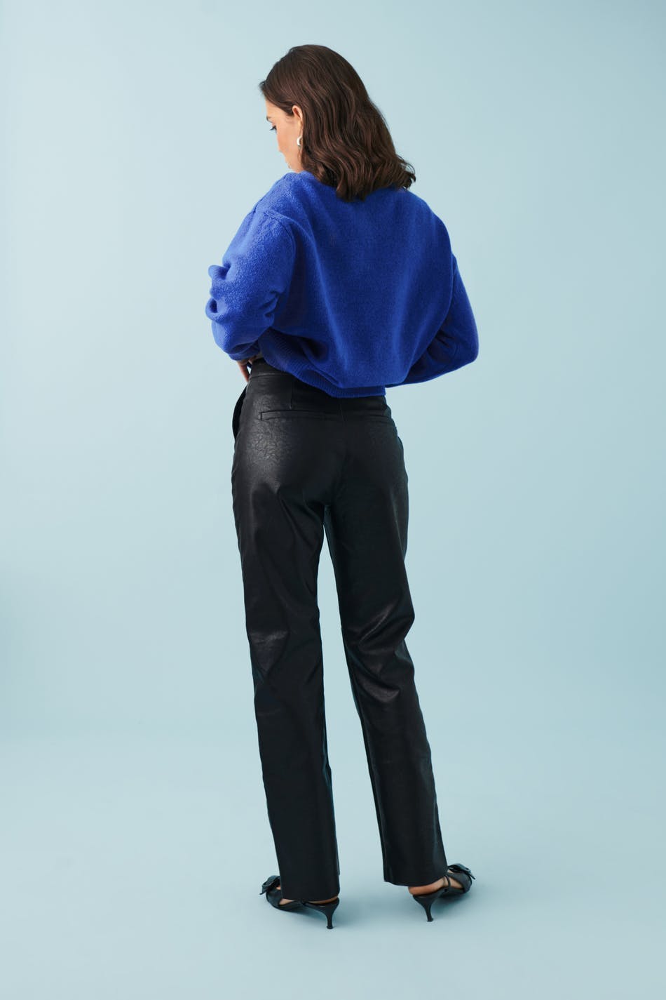 Straight leg pu trousers