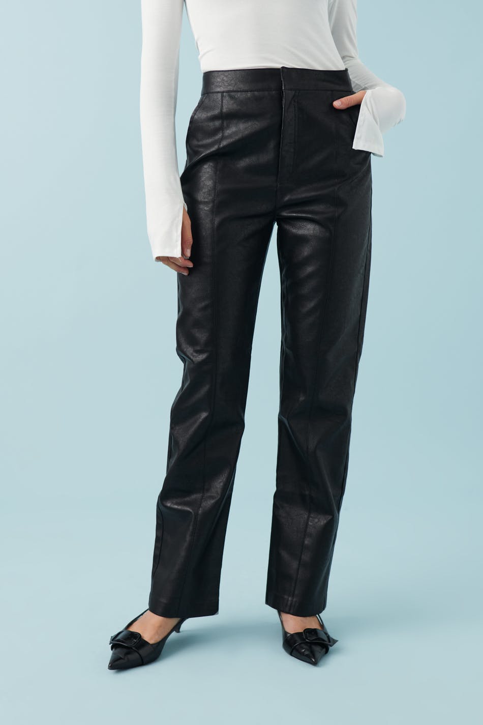 Straight leg pu trousers