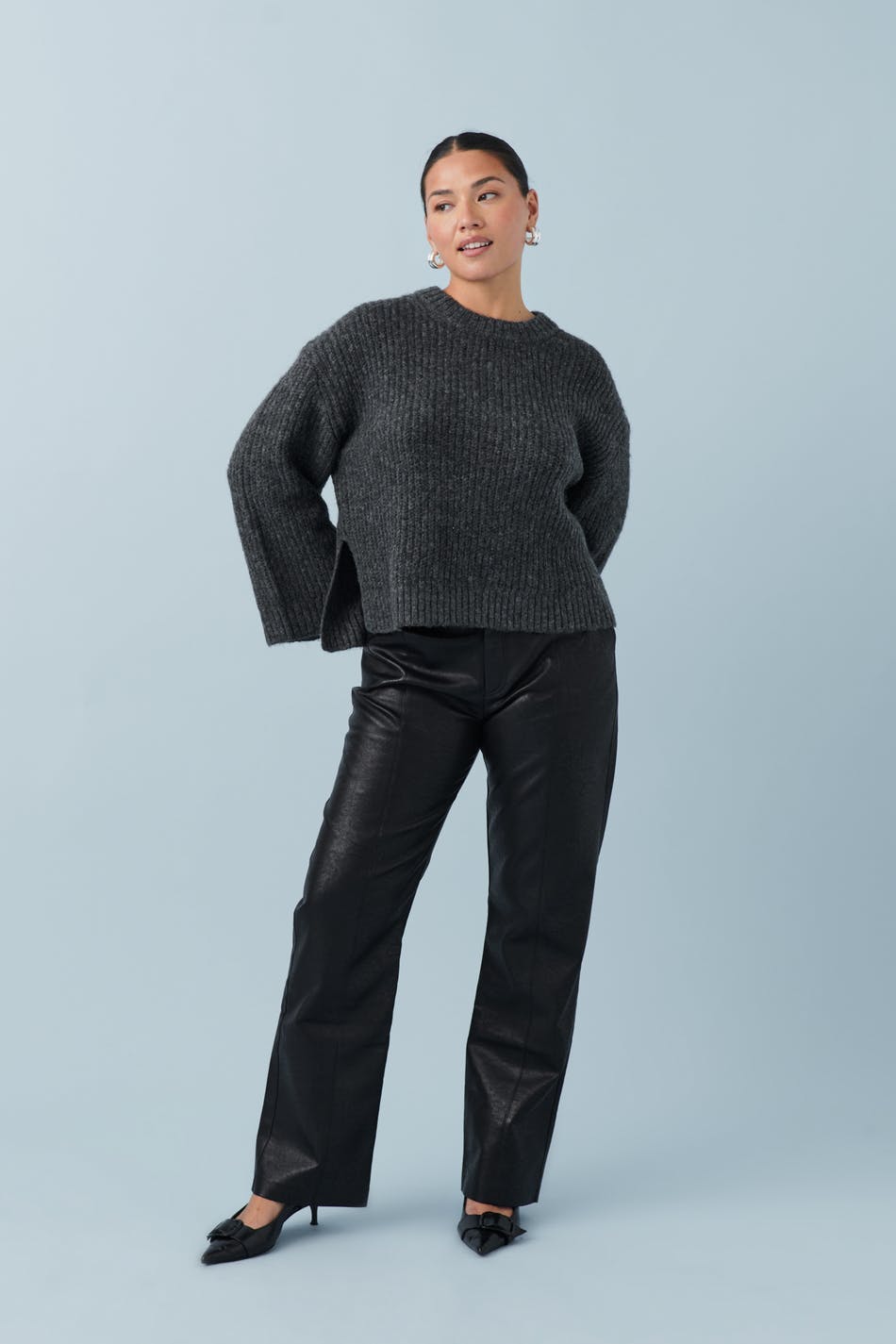 Straight leg pu trousers