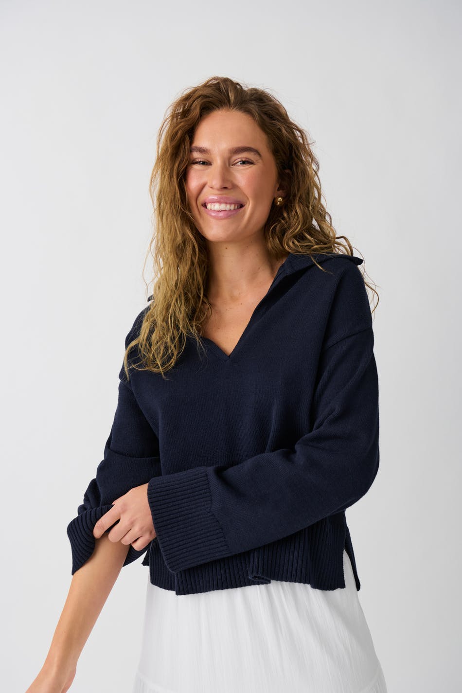Knitted collar sweater