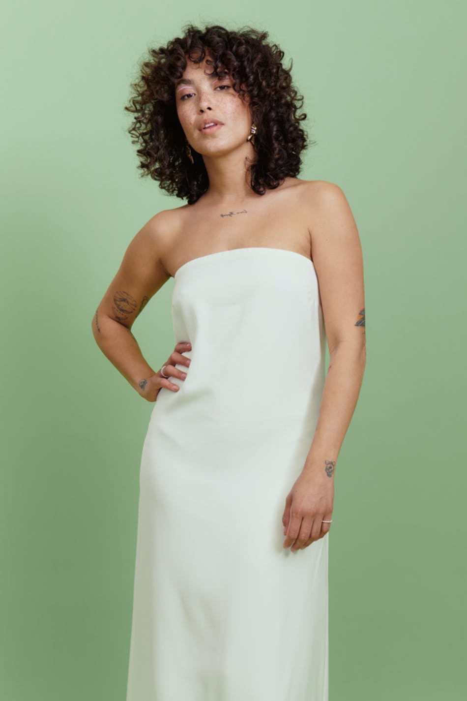 Satin tube maxi dress
