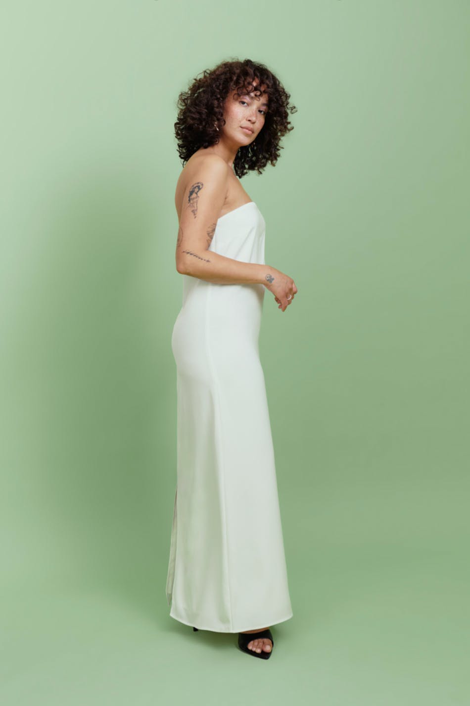 Satin tube maxi dress