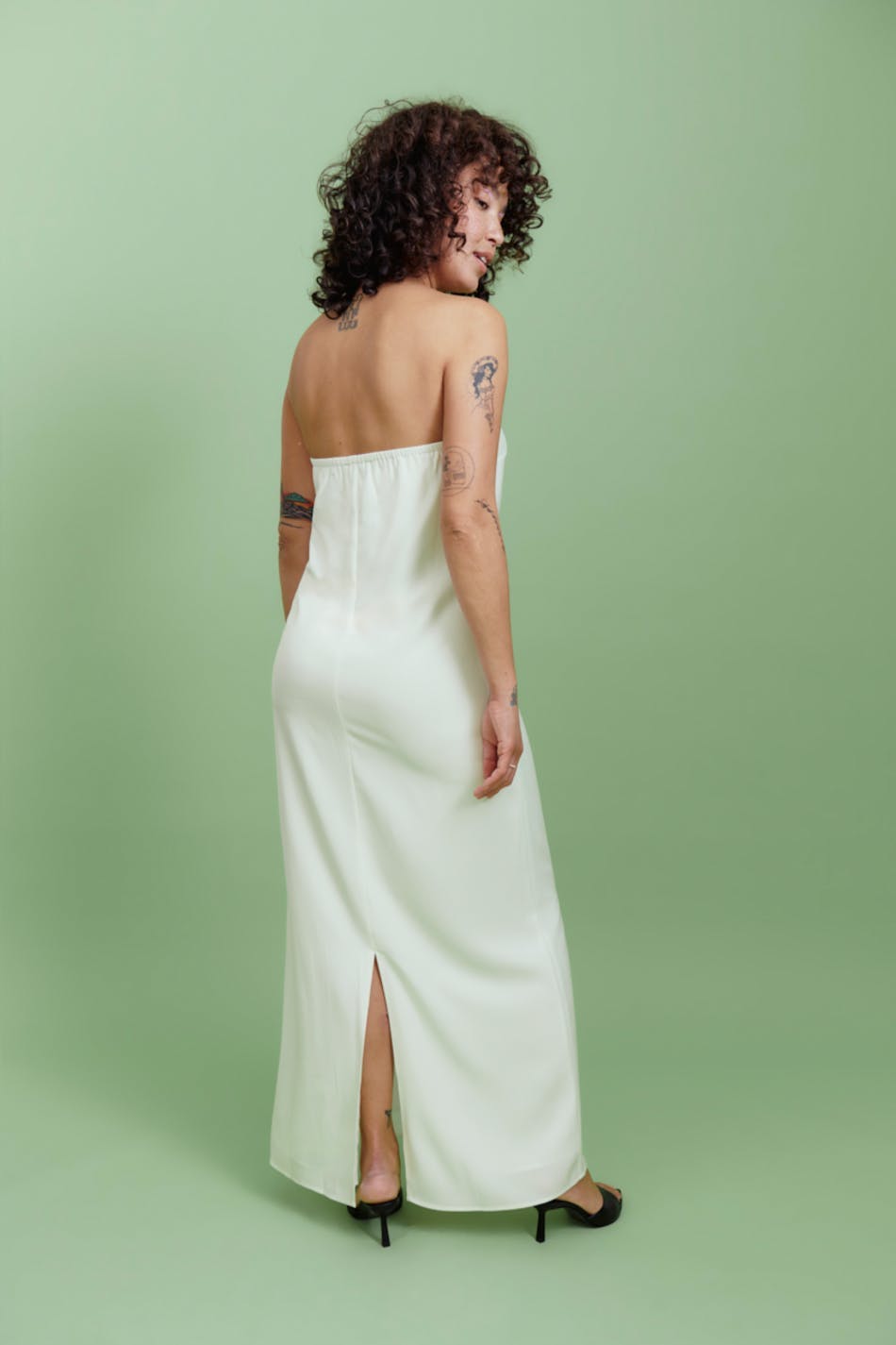Satin tube maxi dress