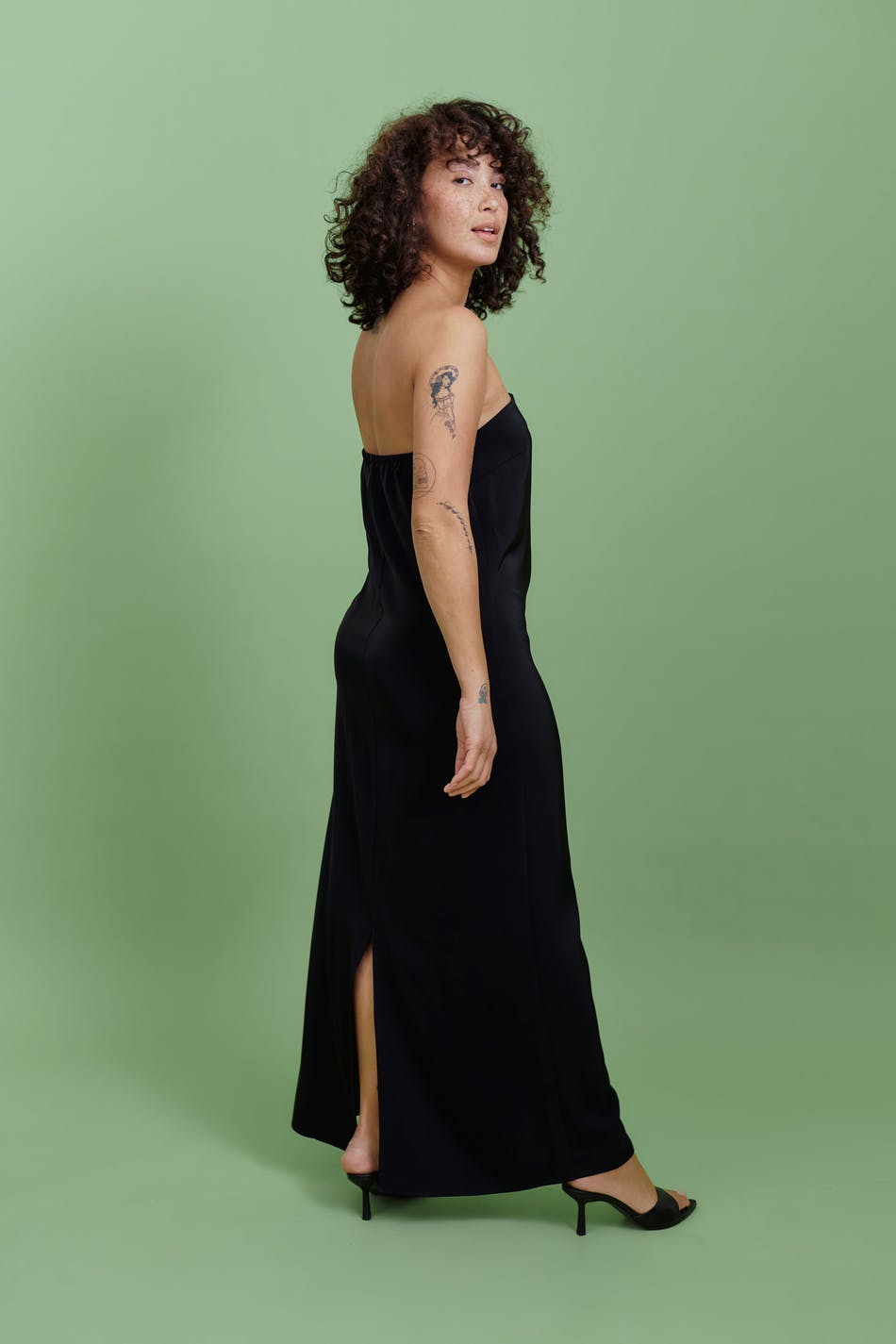 Satin tube maxi dress