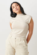 Soft touch funnel neck top